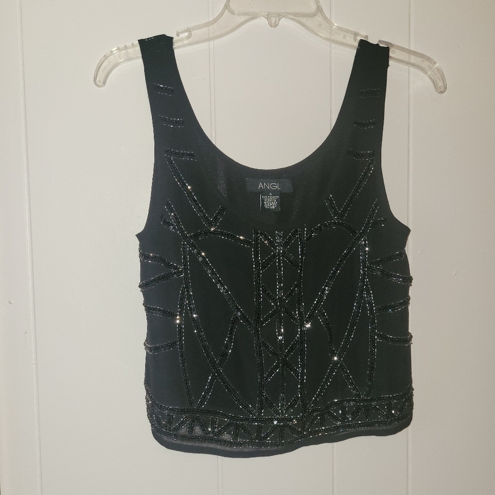 ANGL beaded cropped tank. Women's small